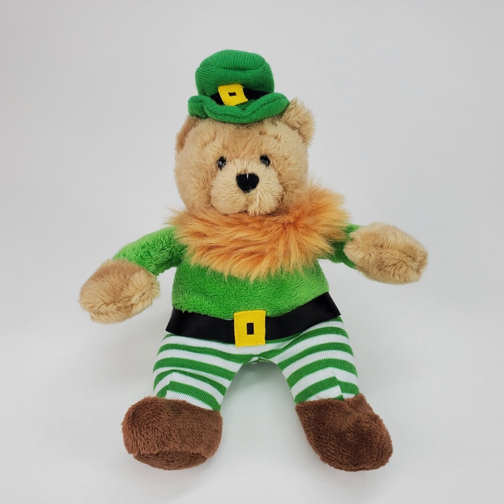 Ganz Leprechaun Teddy Bear Plush St Patricks Day Green Hat Orange Beard 7 Inch
